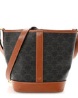 Triomphe Canvas Calfskin Small Bucket Bag Tan