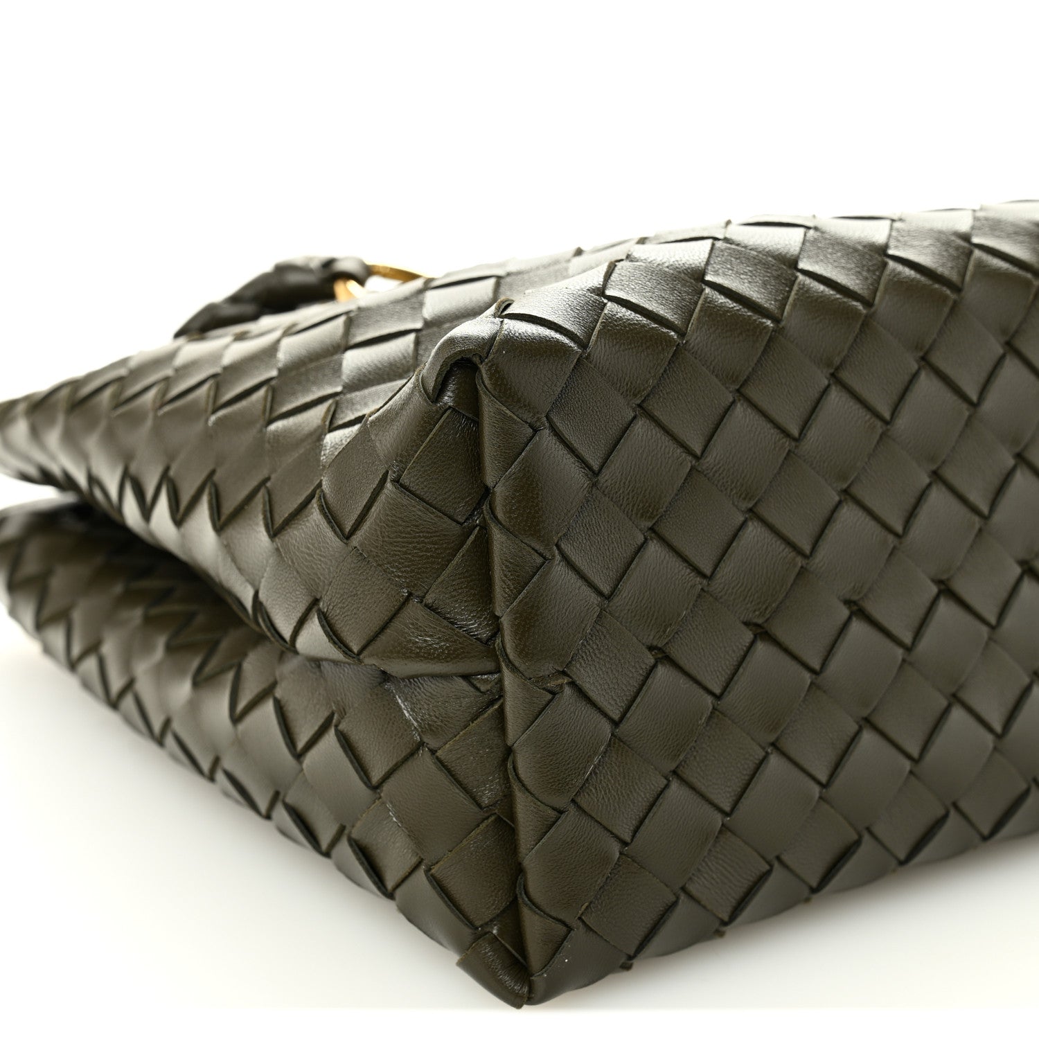 Nappa Intrecciato Medium Andiamo Shoulder Bag Kaki
