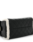 Crumpled Sheepskin Shearling Quilted Small CHNL 25 Handbag Black White