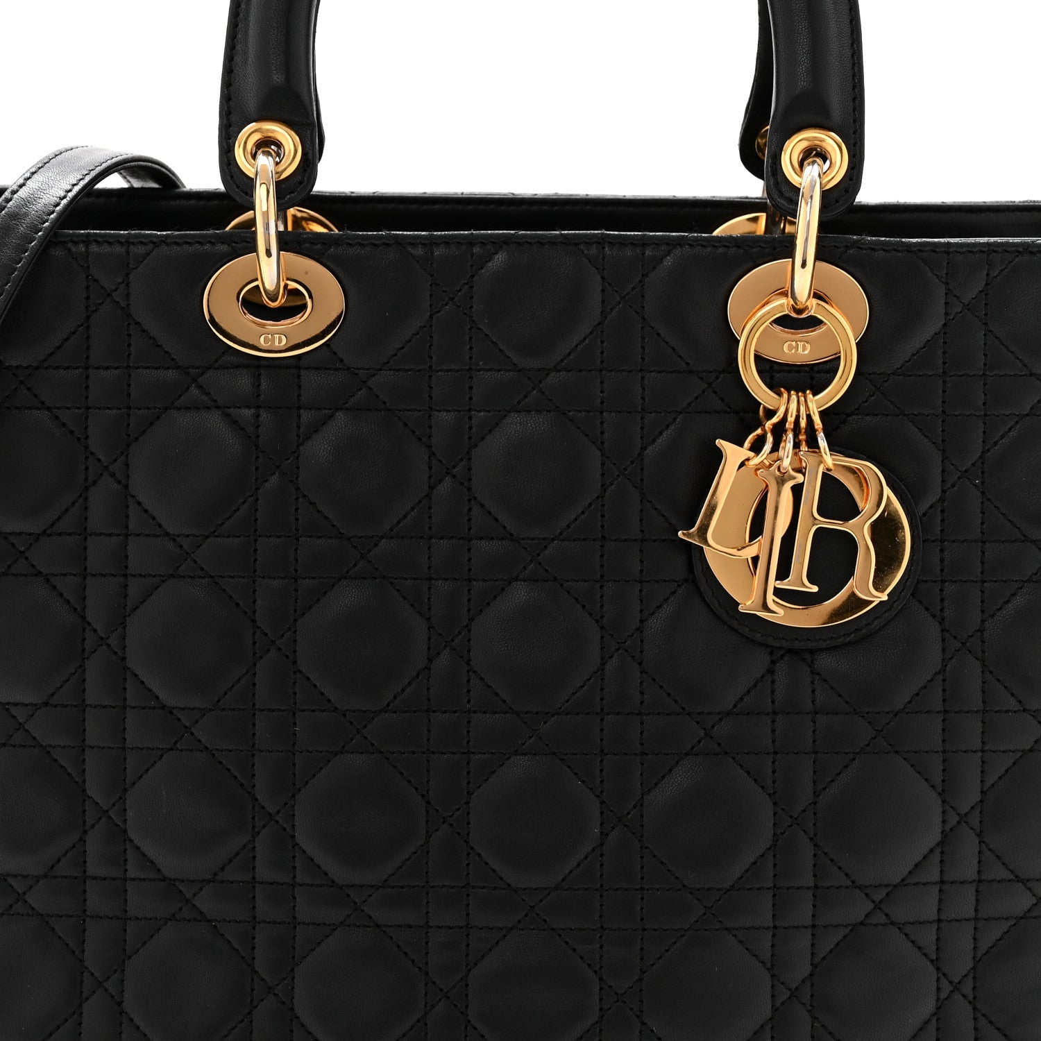 Lambskin Cannage Large Lady D1OR Black