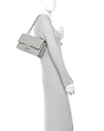 Lambskin Quilted Medium Double Flap Grey
