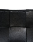 Calfskin Maxi Intrecciato Cassette Pouch On Strap Black