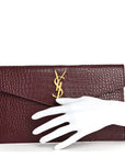 Calfskin Crocodile Embossed Uptown Monogram Clutch Rouge Legion
