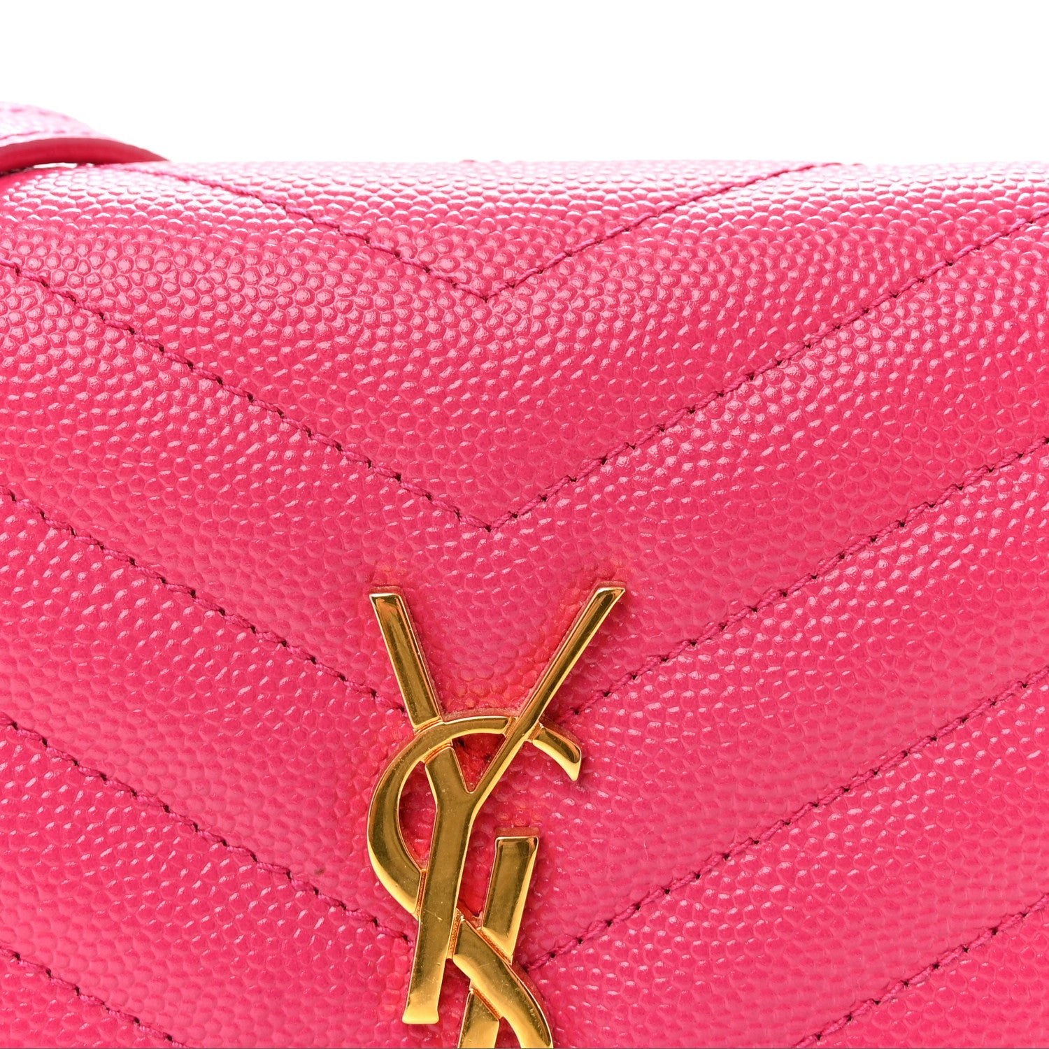Grain De Poudre Matelasse Chevron Monogram Envelope Chain Wallet Fresh Fuchsia