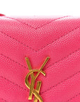 Grain De Poudre Matelasse Chevron Monogram Envelope Chain Wallet Fresh Fuchsia