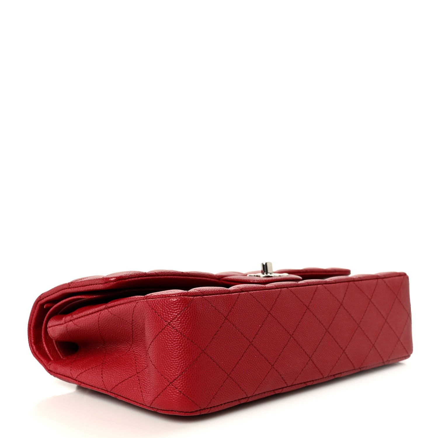 Caviar Quilted Medium Double Flap Red