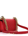 Lambskin Quilted Small Boy Flap Red