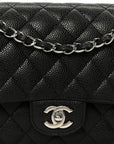 Caviar Quilted Medium Double Flap Black