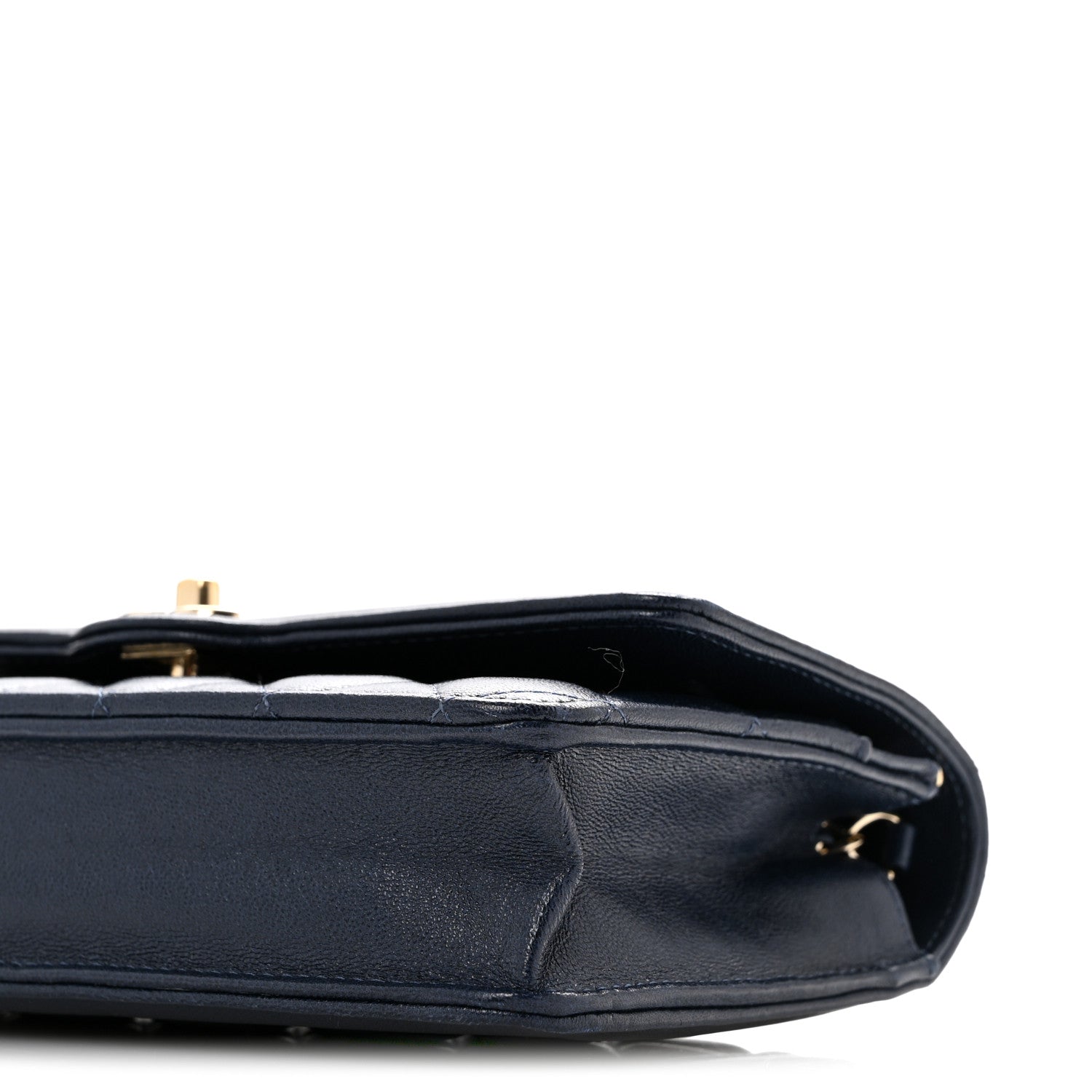 Lambskin Quilted Hold The Line Wallet On Chain WOC Dark Blue