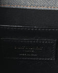 Denim Mixed Matelasse Triquilt Medium Monogram Envelope Satchel Blue