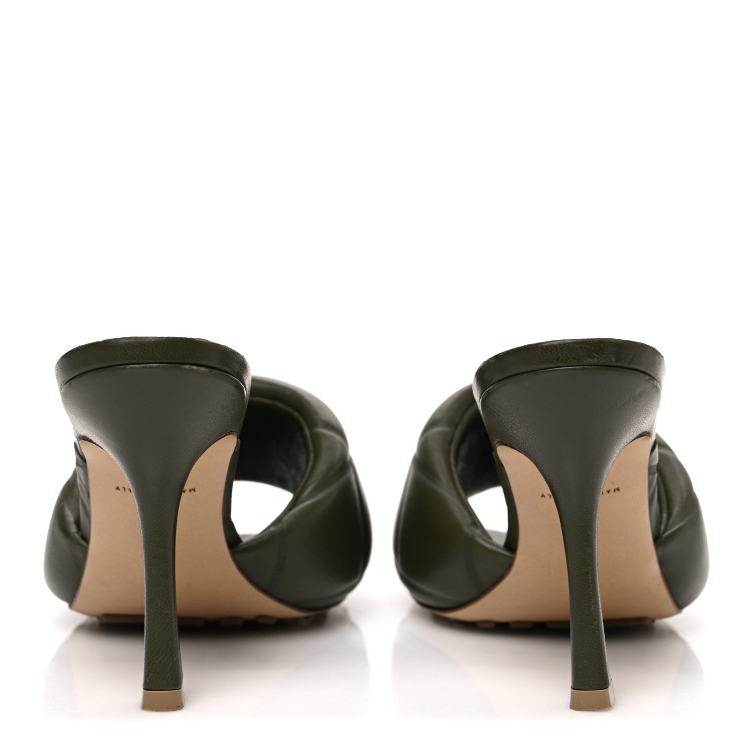 Nappa Quilted Rubber Lido Mule Sandals 39 Khaki