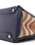 Derby Calfskin House Check Medium Banner Tote Ink Blue