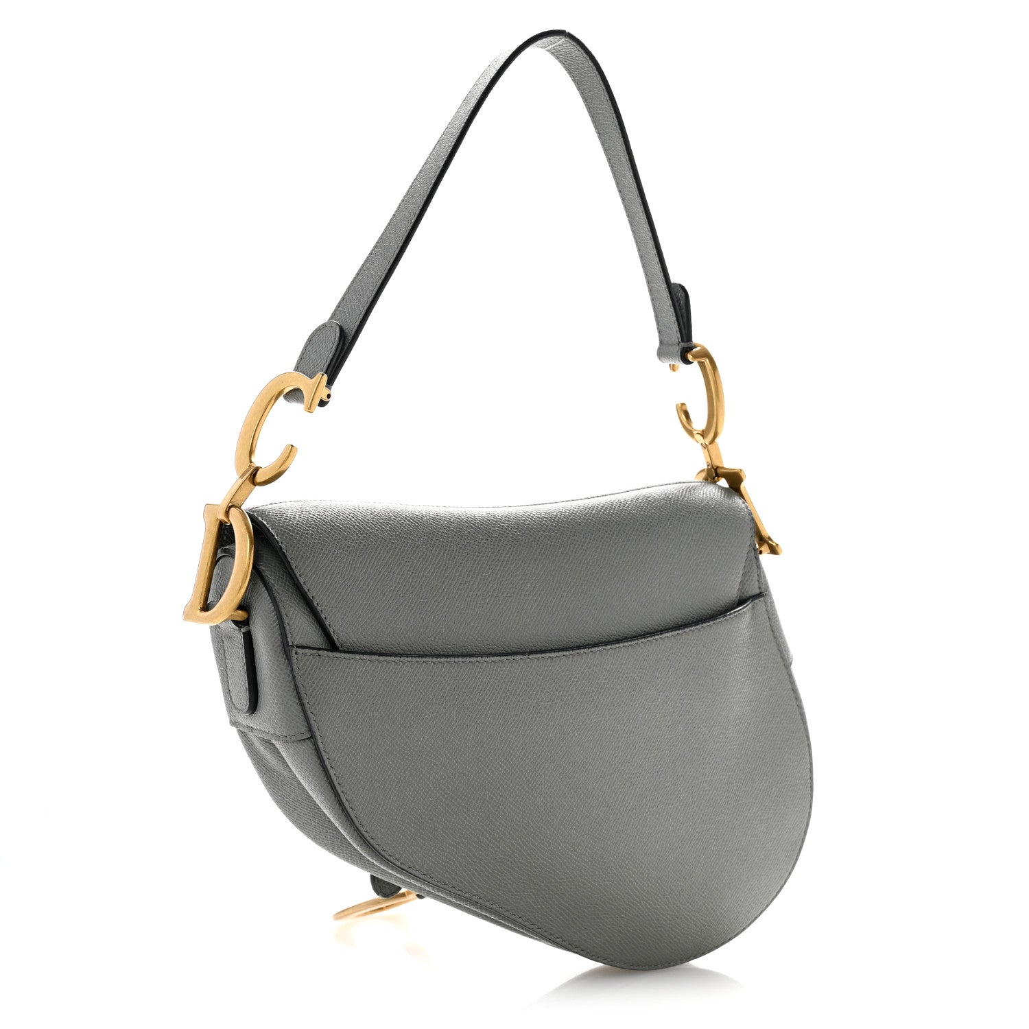 Grained Calfskin Saddle Bag Grey