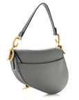 Grained Calfskin Saddle Bag Grey