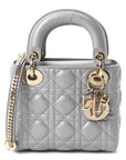 Lambskin Cannage Mini Lady D1OR Gray Opaline