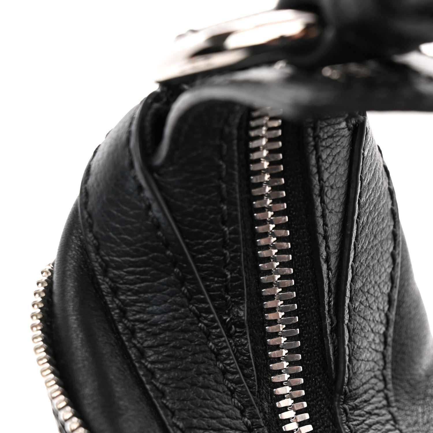 Calfskin Small Repeat Zip Hobo Black