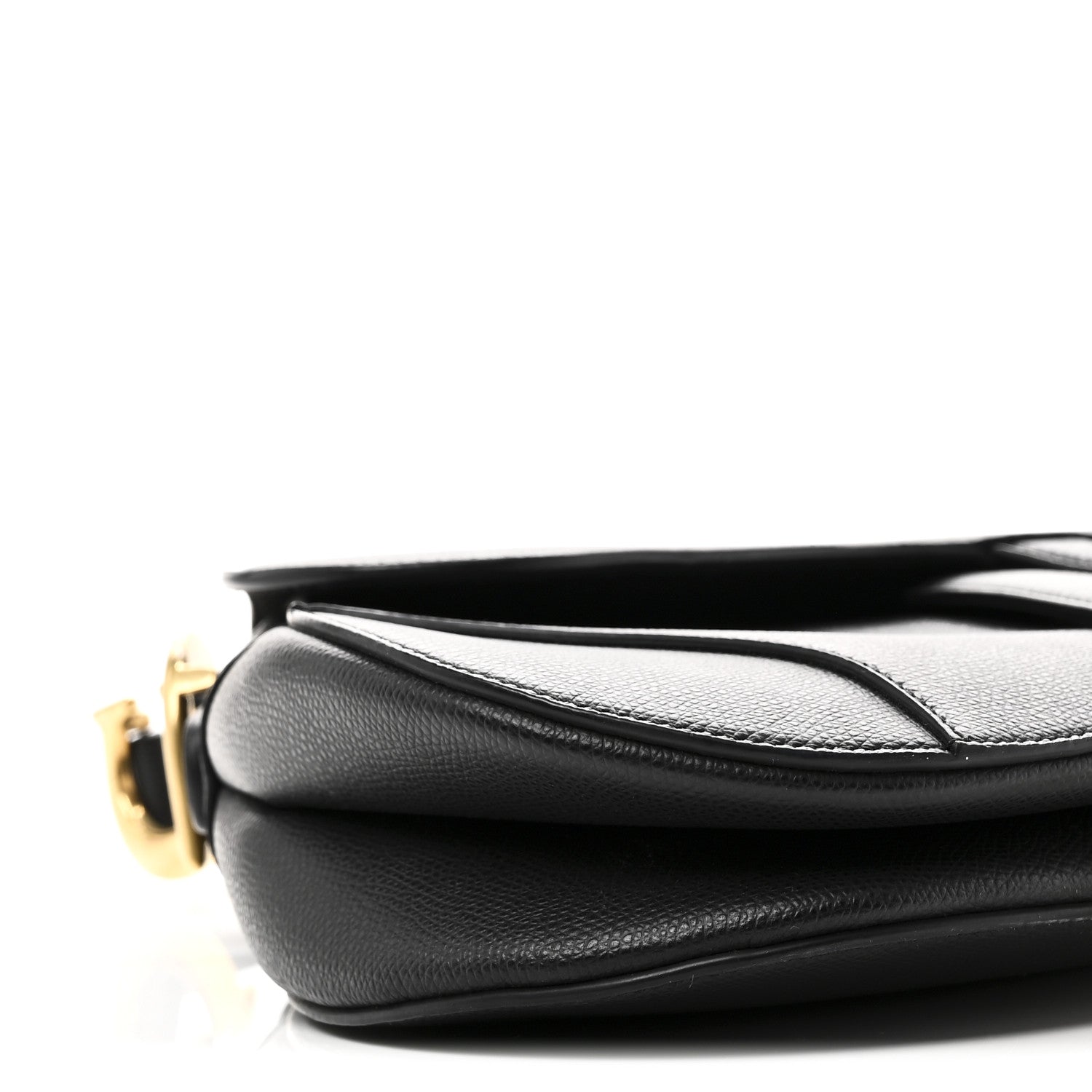 Grained Calfskin Saddle Bag Black
