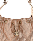 Metallic Caviar Quilted Small CHNL 25 Handbag Copper
