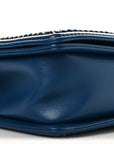 Calfskin Quilted Medium Boy Top Handle Flap Blue