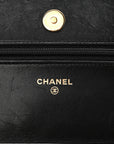 Lambskin Quilted Wallet On Chain WOC Black
