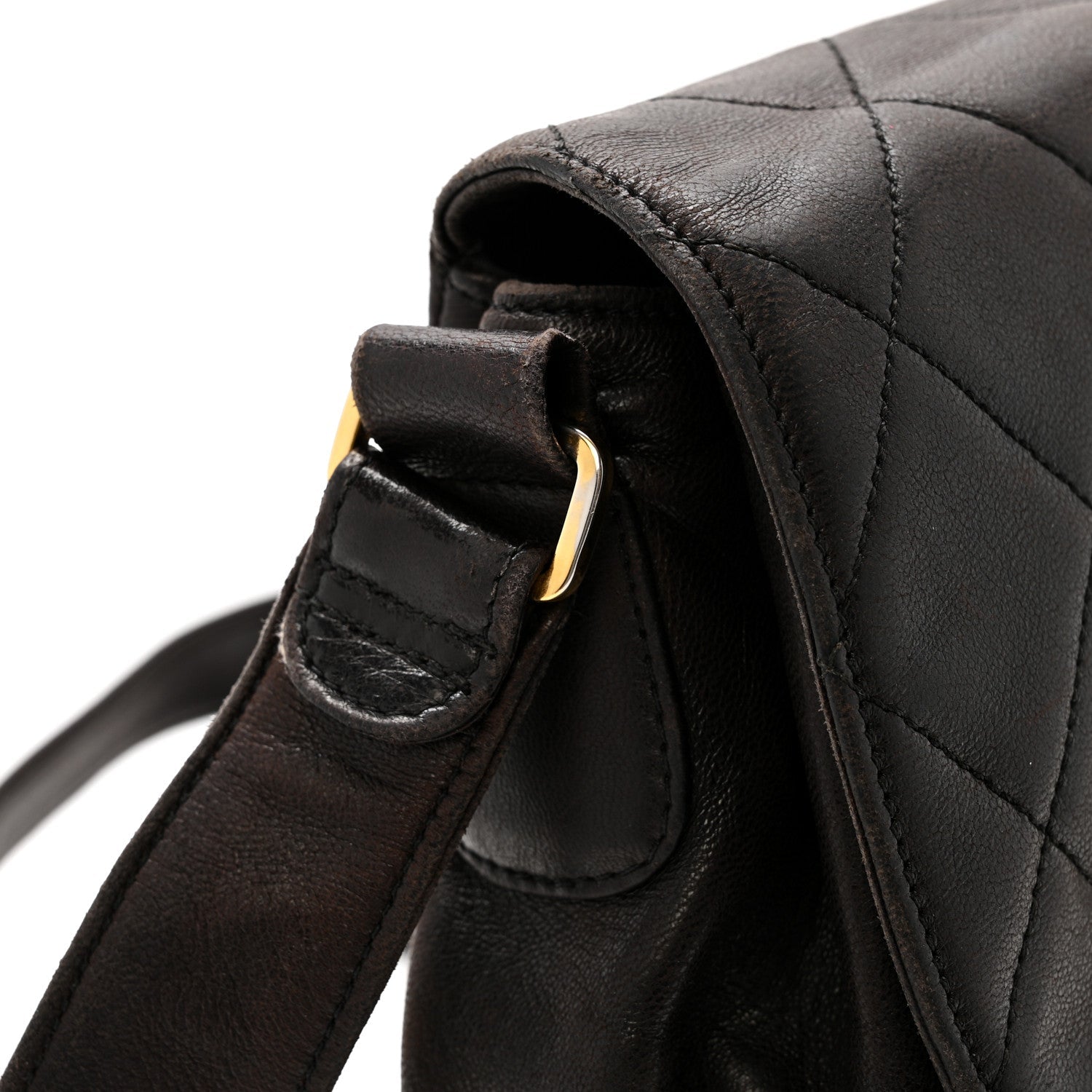 Lambskin Quilted Flap Shoulder Bag Black