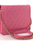 Lambskin Quilted Boy Square Wallet on Chain WOC Pink