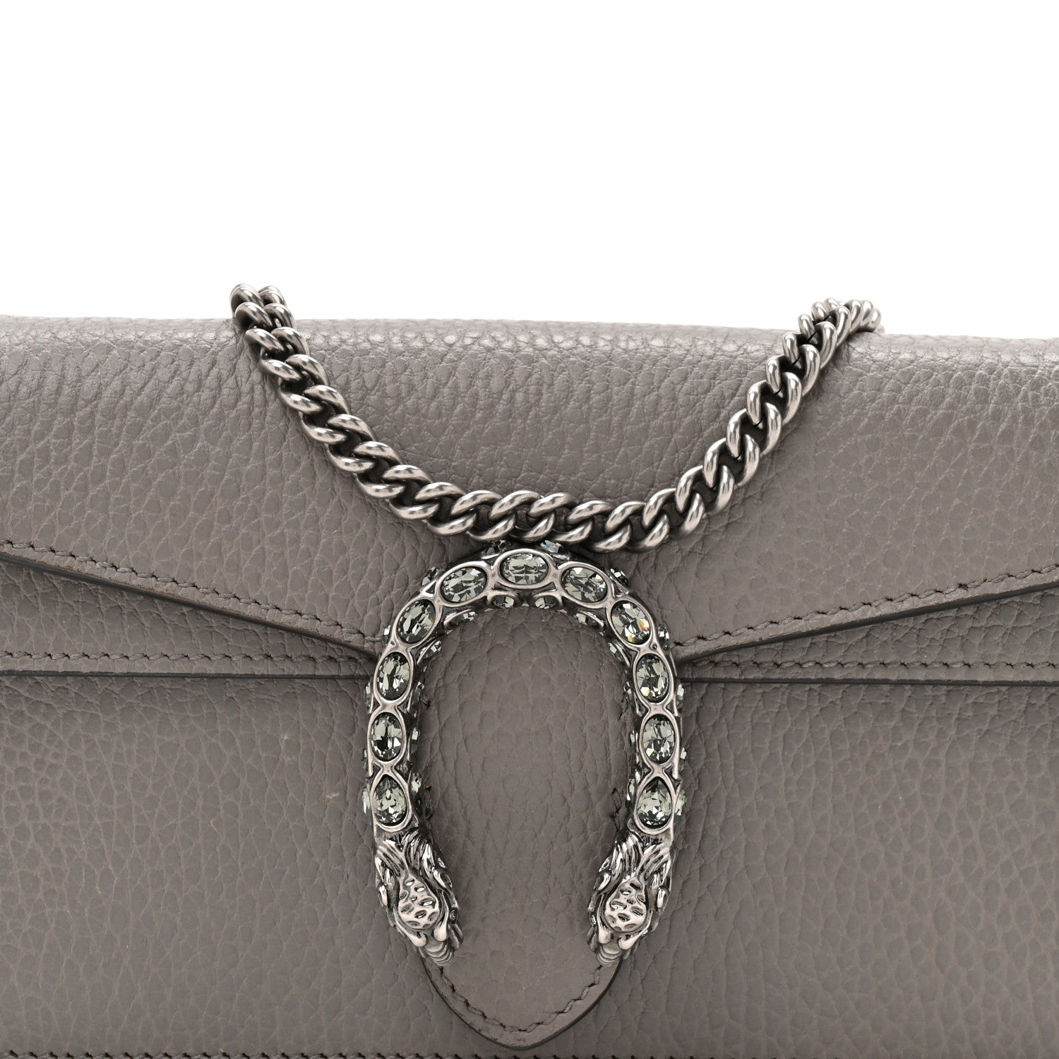 Dollar Calfskin Crystal Super Mini Dionysus Shoulder Bag Dusty Grey Black Diamond