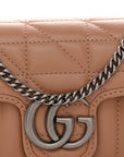 Calfskin Matelasse Aria Super Mini GG Marmont Shoulder Bag Camelia