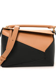 Calfskin Small Puzzle Edge Bag Warm Desert Black