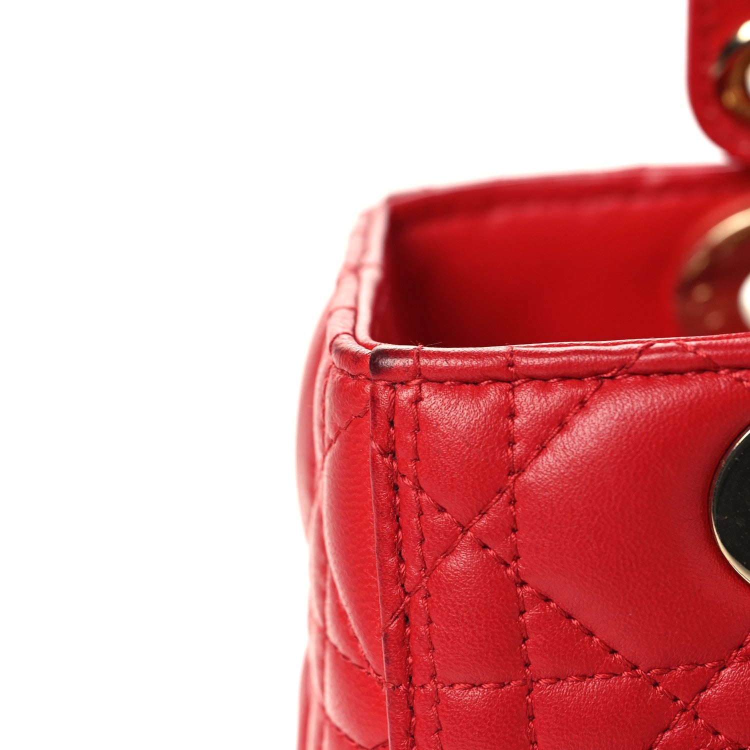 Lambskin Cannage Medium Lady D1OR Red