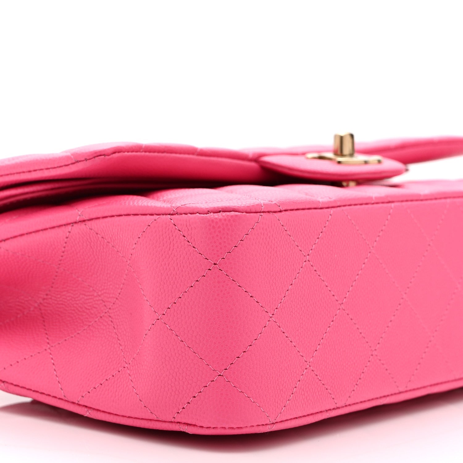 Caviar Quilted Medium Double Flap Pink