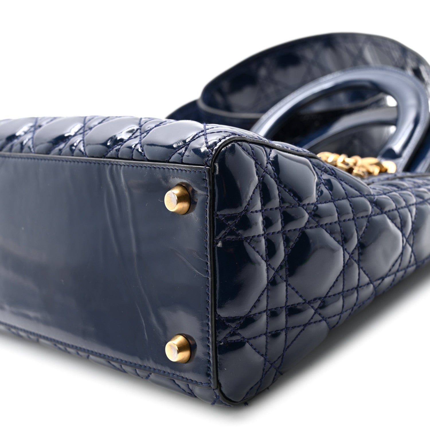 Patent Cannage Medium Supple Lady D1OR  Navy Blue