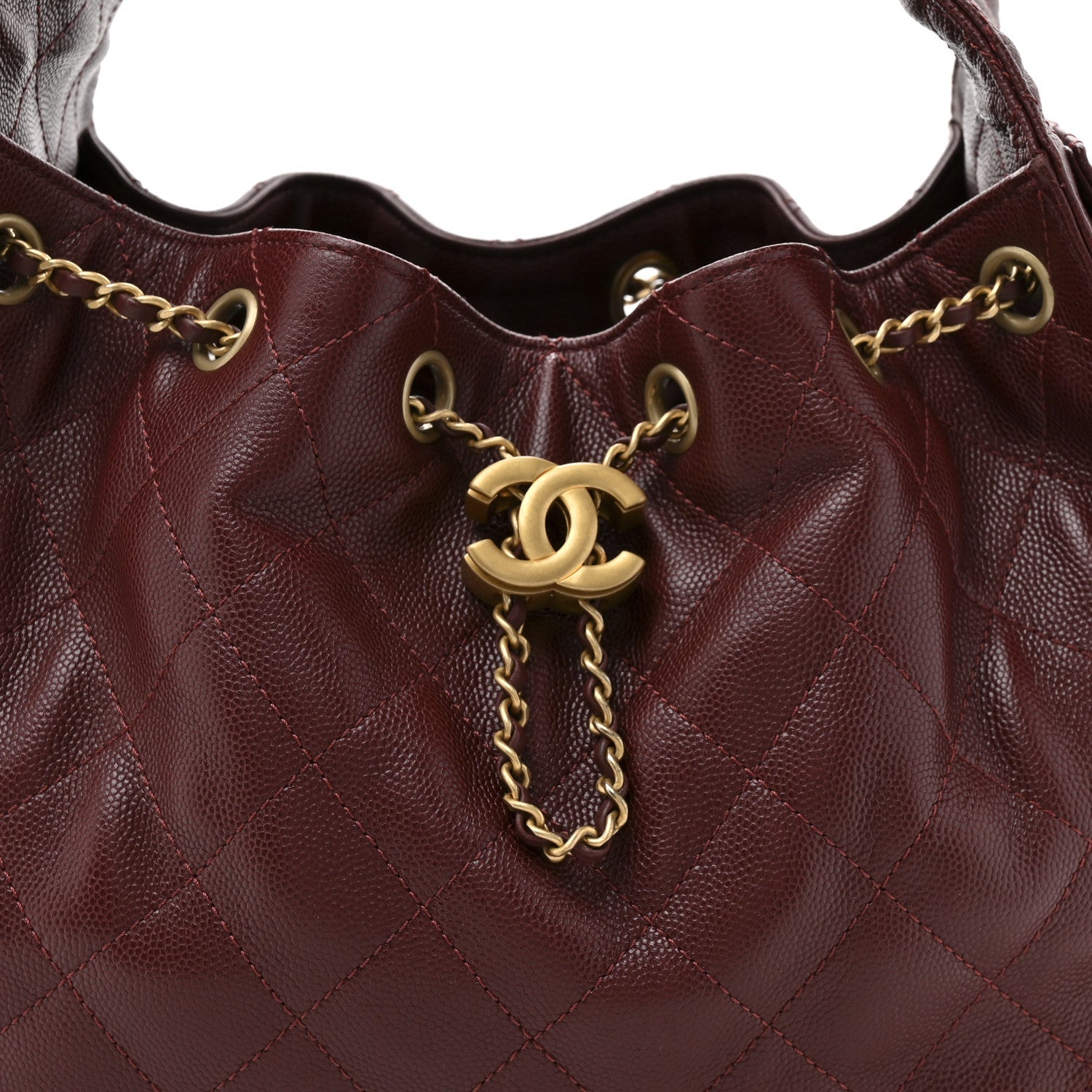 Caviar Quilted Small CHNL 25 Handbag Burgundy