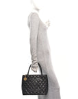 Caviar Quilted Medallion Tote Black