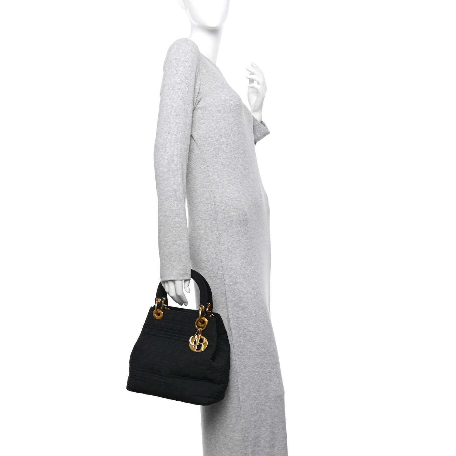 Nylon Cannage Medium Lady D1OR Black