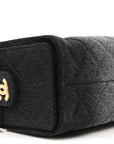 Washed Denim Quilted Mini CHNL 25 Handbag Black