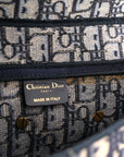 Oblique Embroidered Saddle Bag Blue