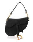 Grained Calfskin Saddle Bag Black