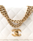 Lambskin Quilted Pillow Crush Wallet On Chain WOC White