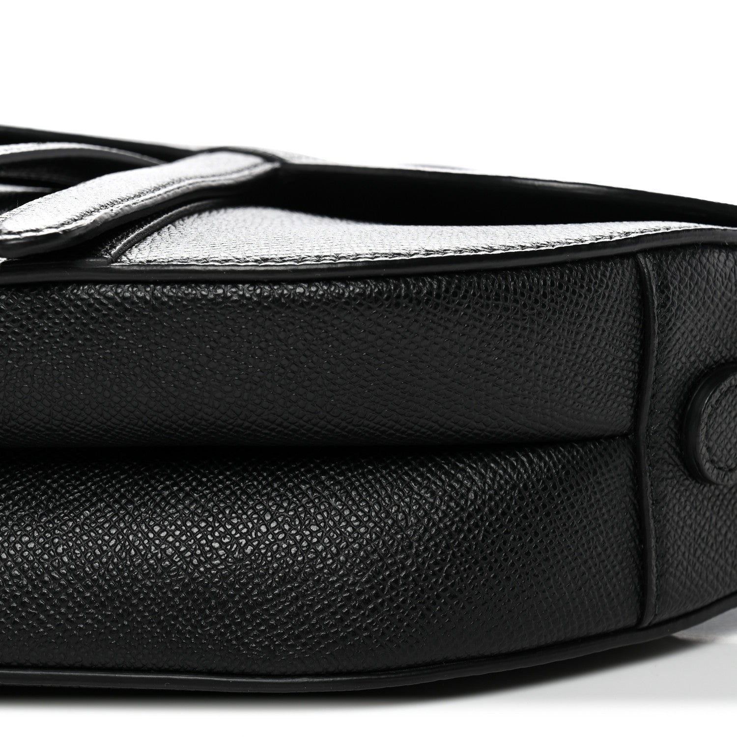 Grained Calfskin Saddle Bag With Strap Black