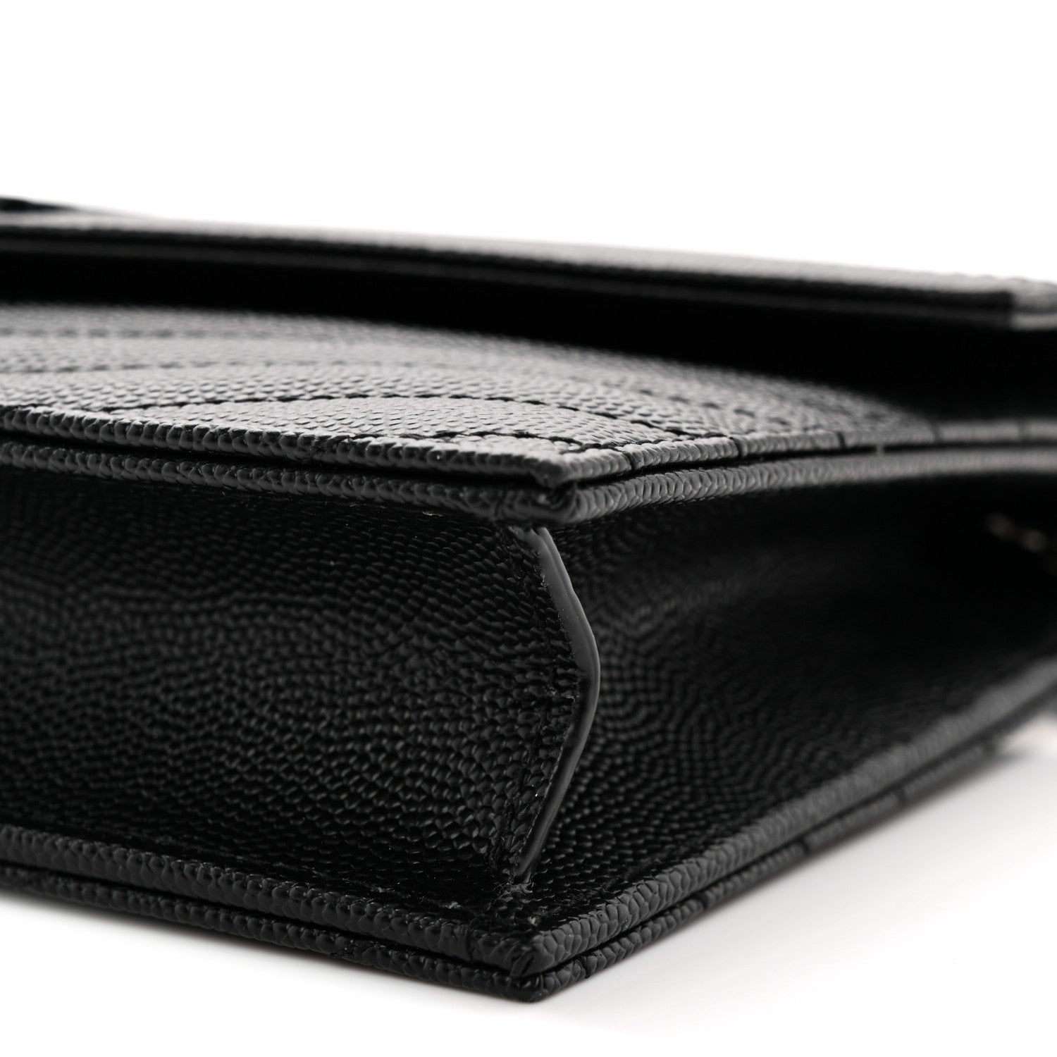 Grain De Poudre Matelasse Chevron Monogram Monochrome Envelope Chain Wallet Black