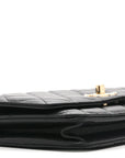 Lambskin Quilted Trendy CC Wallet On Chain WOC Black