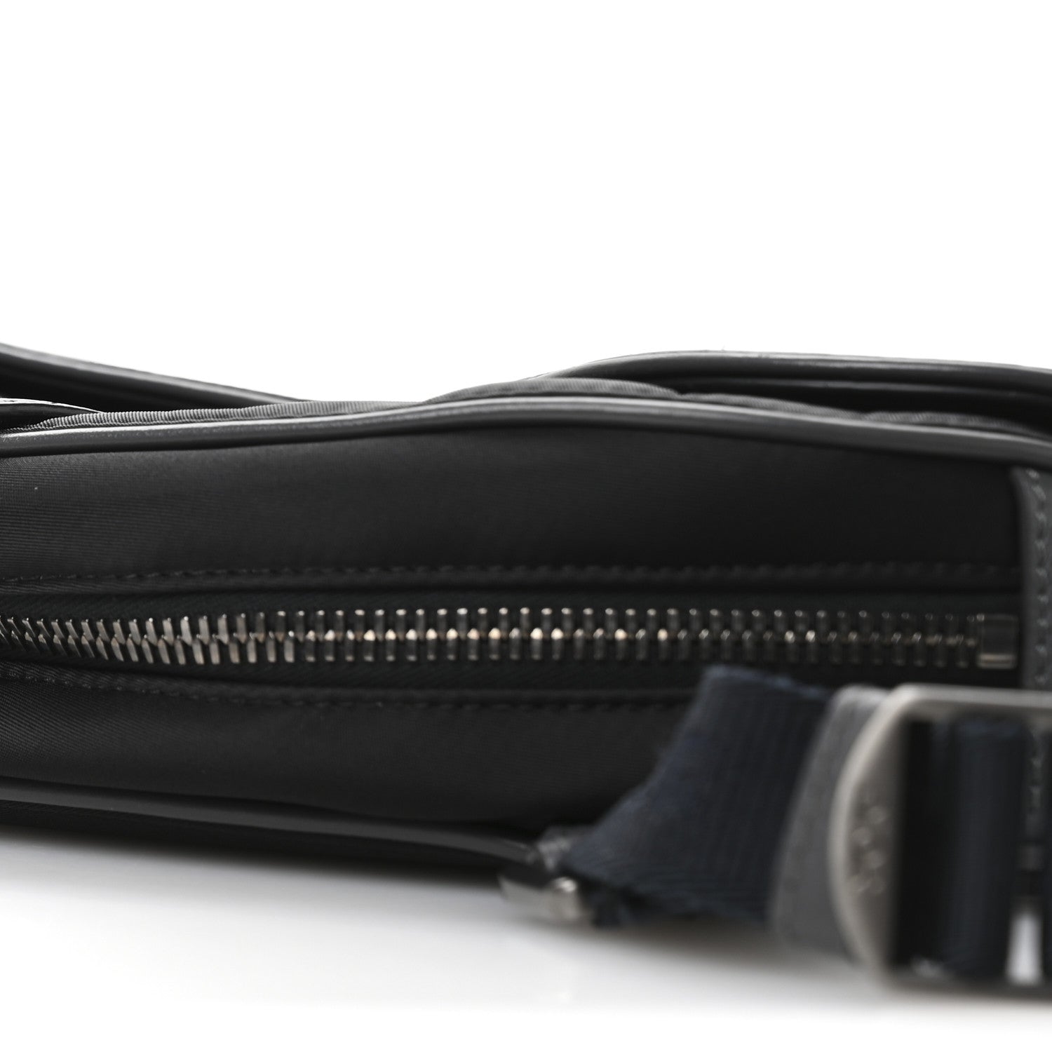 Nylon Grained Calfskin Saddle Bag Black Multicolor