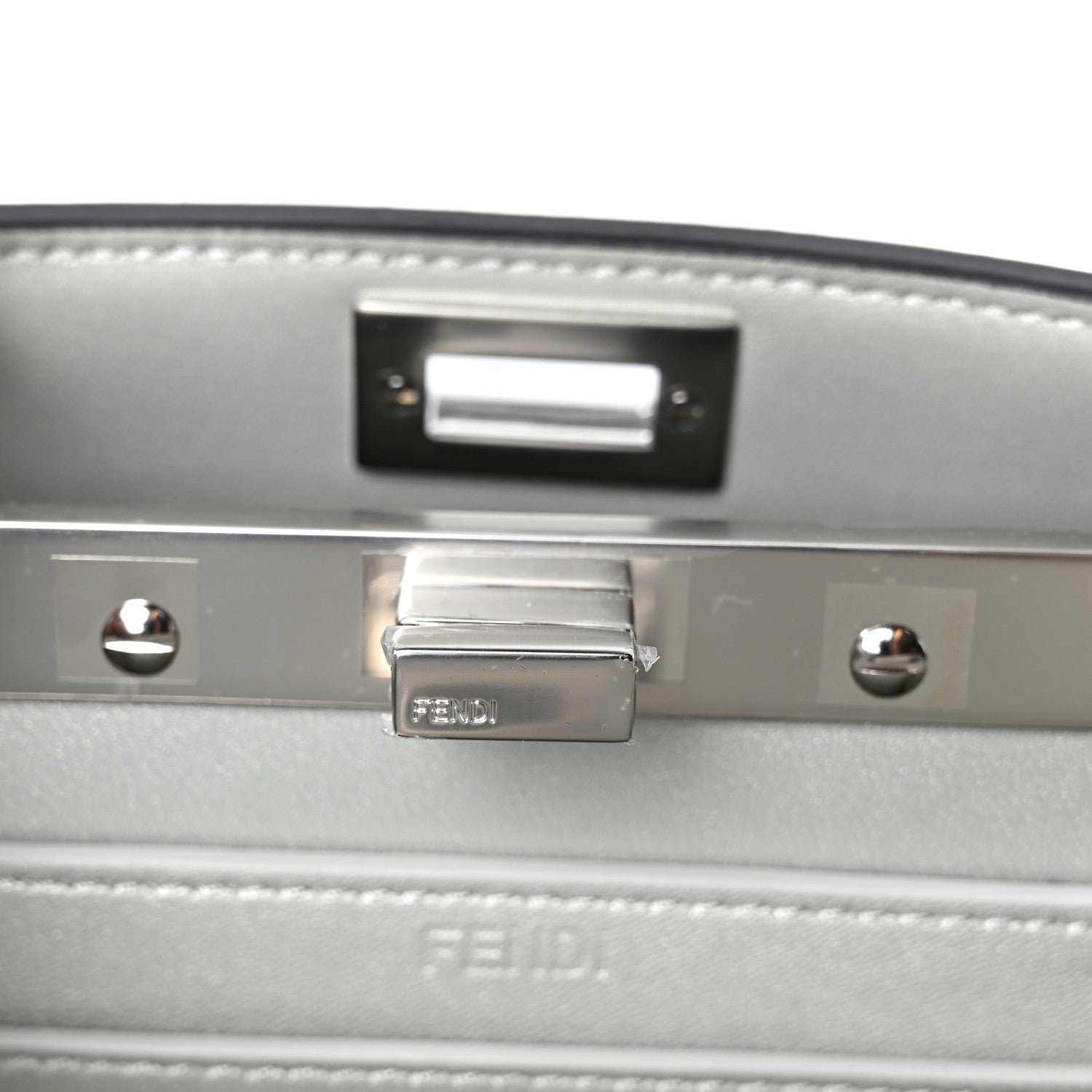 Iridescent Crystal Vitello Laminato Suede FF Petite Peekaboo I SEE U Satchel Cappuccino