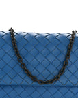 Nappa Intrecciato Small Chain Crossbody Blue
