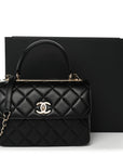 Lambskin Quilted Small Trendy CC Dual Handle Flap Bag Black