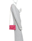 Grain De Poudre Matelasse Chevron Monogram Envelope Chain Wallet Fresh Fuchsia
