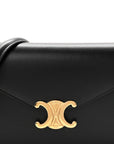 Shiny Calfskin Triomphe Margo Wallet on Chain Black