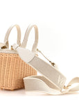 Wicker Canvas Mini Tote Tan White