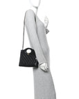 Shiny Crumpled Calfskin Quilted Mini 31 Shopping Bag Black